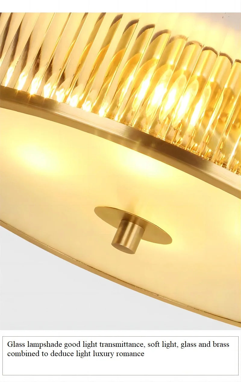 plafonnier led en cuivre et cristal luminaire créatif décoratif intérieur - vue 6 sur 7