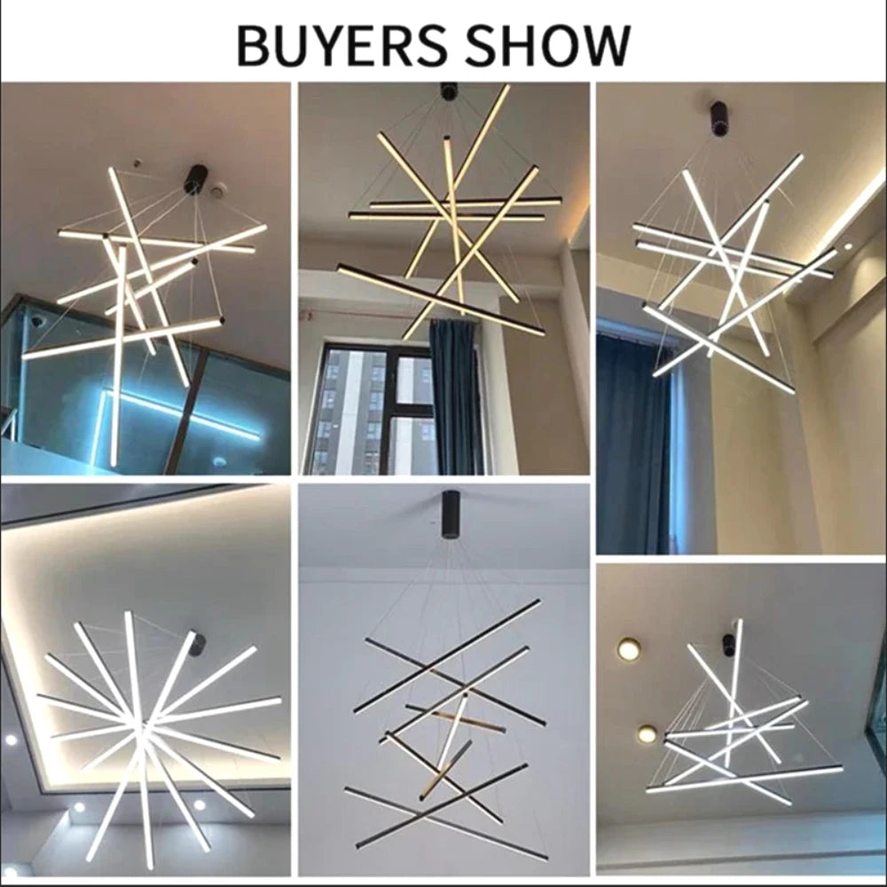 Modern Simple Design LED Ceiling Light, Penthouse Lobby Duplex Corridor Hotel Lobby Living Room Ceiling Decoration Chandelier - vue 5 sur 9