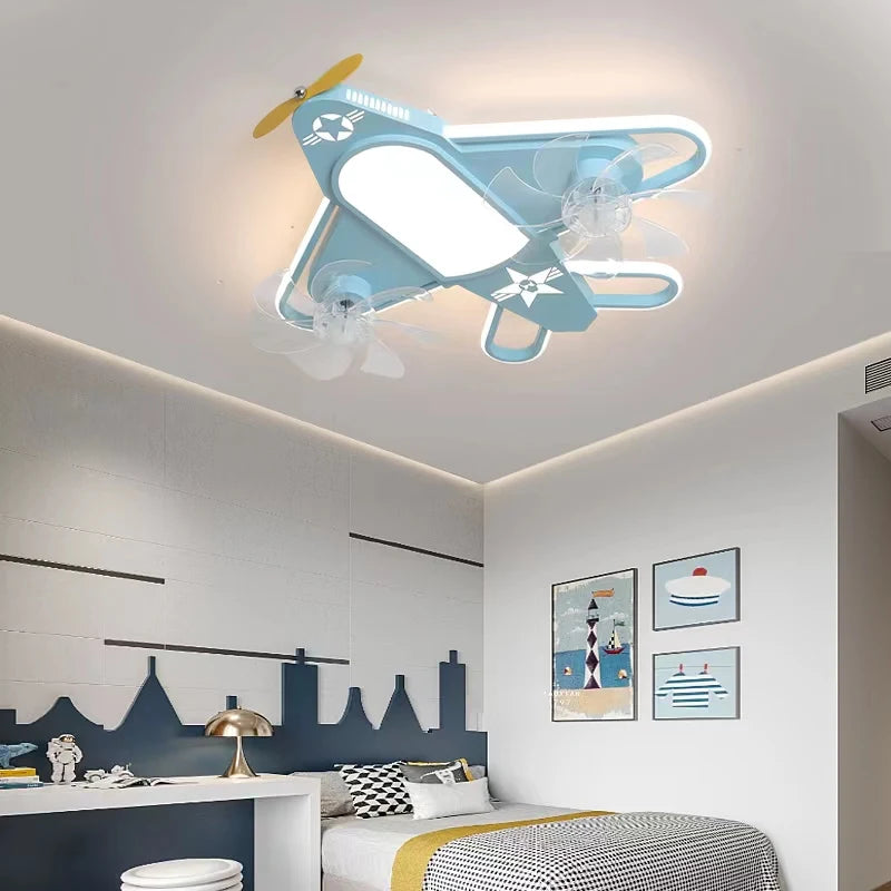 ventilateur de plafond moderne pour enfants avec éclairage led dimmable et déco à distance - vue 4 sur 10