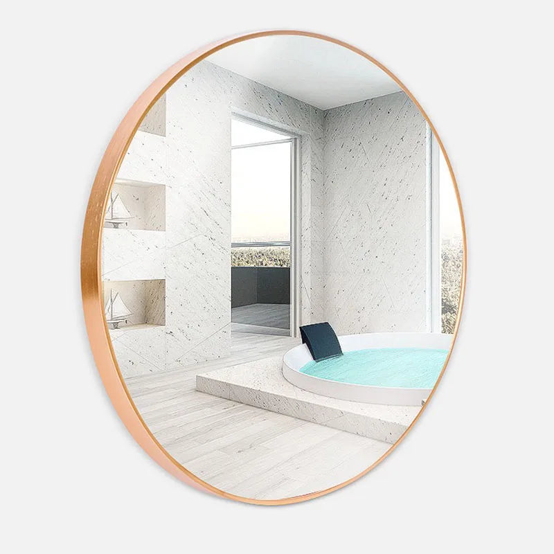 miroir rond moderne avec cadre en aluminium pour décoration murale - vue 4 sur 6
