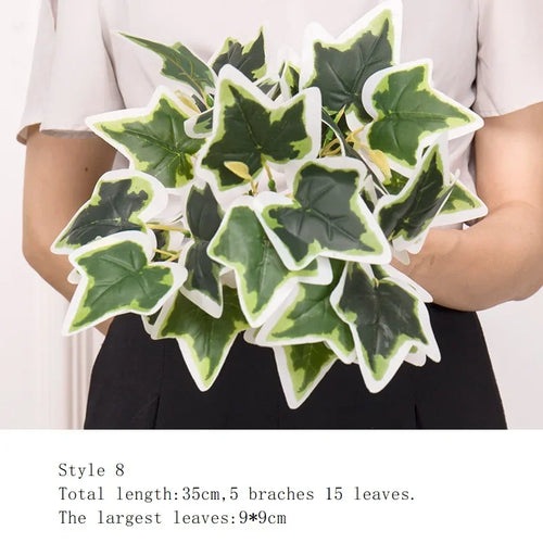 Artificial Grass Green Plants Wall Decor Accessories For Wedding,Plastic Monstera Fake Plants For Home Garden Bonsai Decoration - vue 6 sur 16