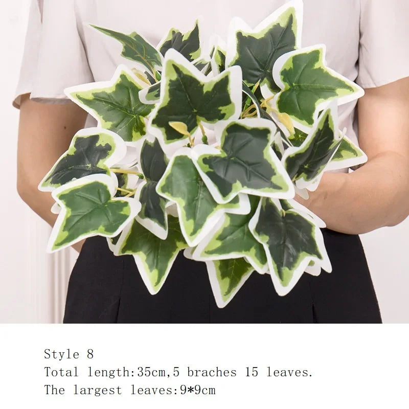 Artificial Grass Green Plants Wall Decor Accessories For Wedding,Plastic Monstera Fake Plants For Home Garden Bonsai Decoration - vue 5 sur 16