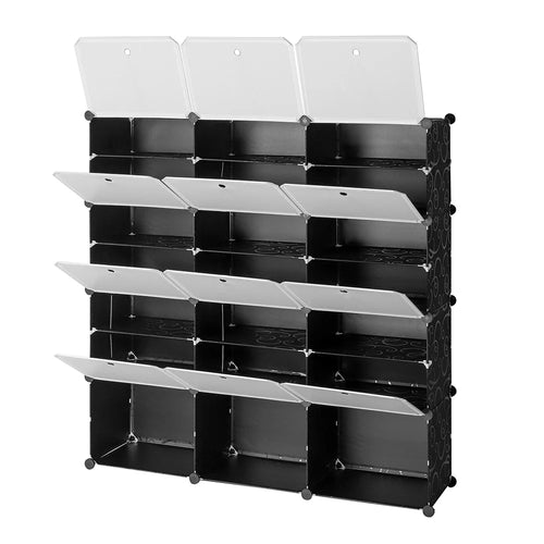 7-Tier Portable 42 Pair Shoe Rack Organizer 21 Grids Tower Shelf Storage Cabinet Stand Expandable for Heels, Boots, Slippers, Bl - vue 4 sur 6