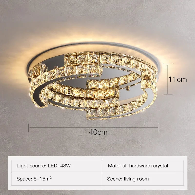 lampe de plafond led en cristal de style moderne avec télécommande
