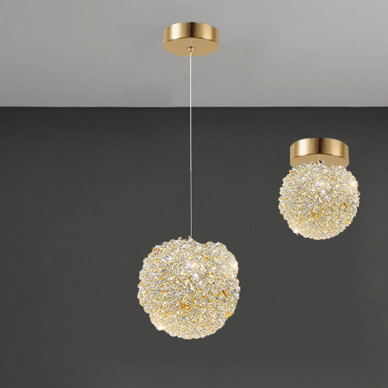 plafonnier moderne en cristal clair et métal doré - vue 5 sur 15