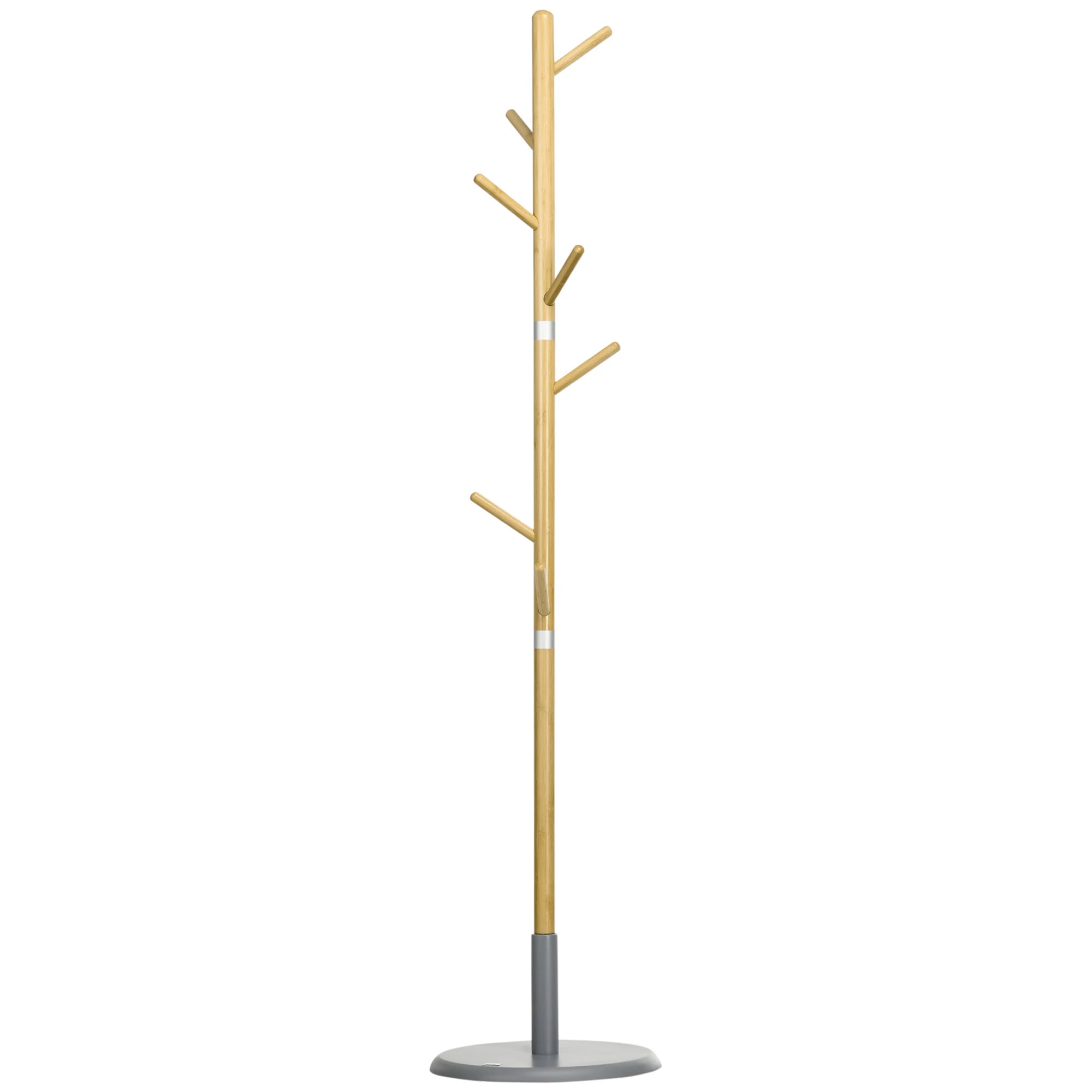 HOMCOM bamboo stand rack with 8 hooks Ø 37.8x175.6 cm Natural