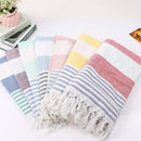 Serviette de plage turque coton franges rayures rapide