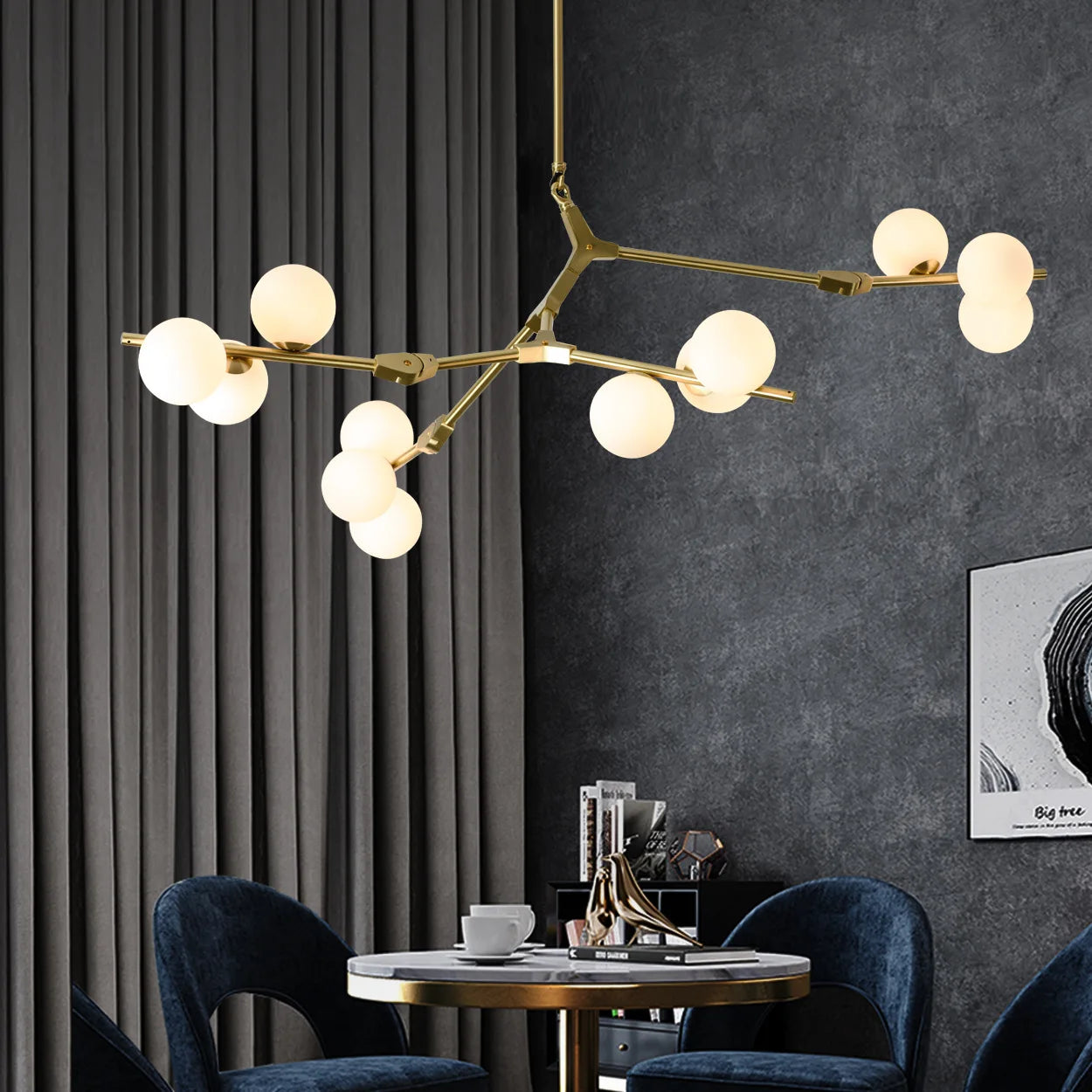 2024 Modern LED Chandelier Branches Style Glass Balls Ceiling Lamp Living Room Dining Room For Bedroom - vue 4 sur 12