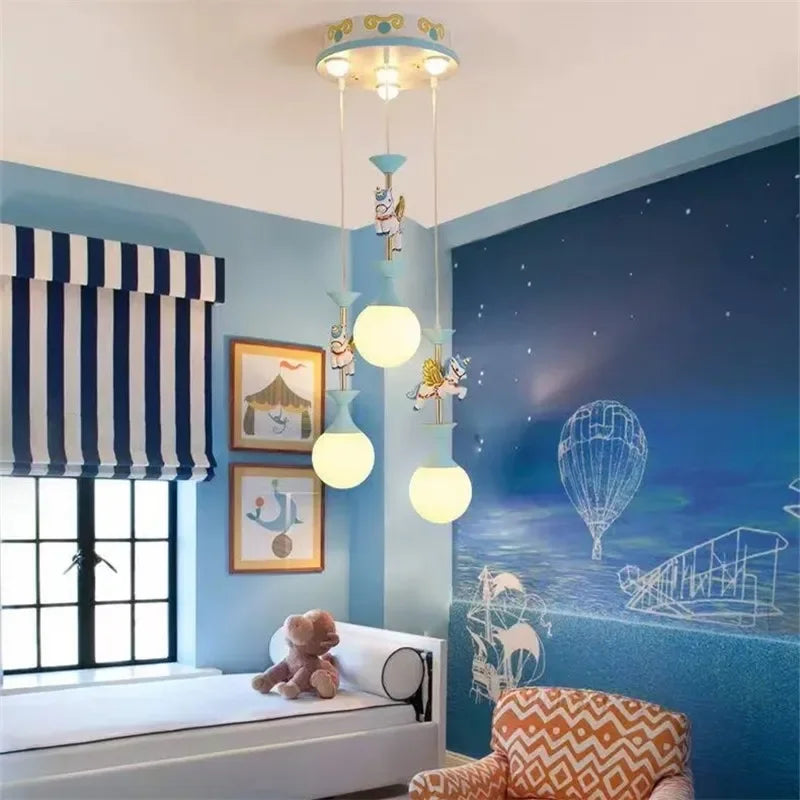 Lustres de chambre d'enfants plafonnier mignon fantaisie moderne lampe à LED créative avec animal salon filles chambre lumière - vue 6 sur 12