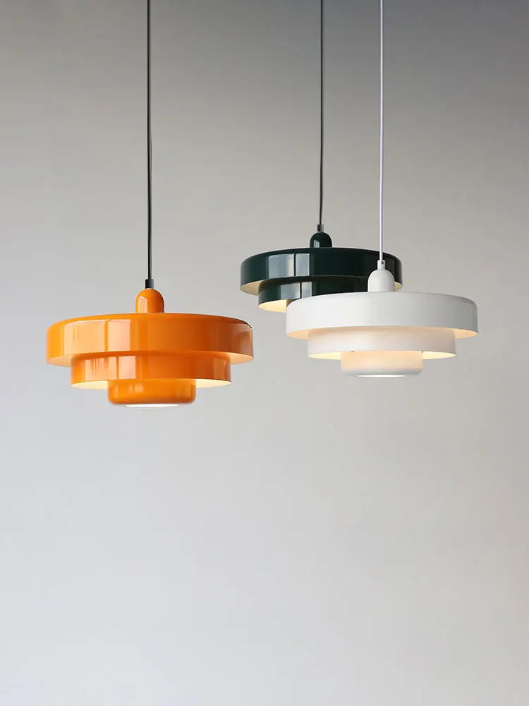 Danish retro multicolour medieval style chandelier orange Bauhaus pendant for restaurant, study, café, coffee table and bar - vue 6 sur 9