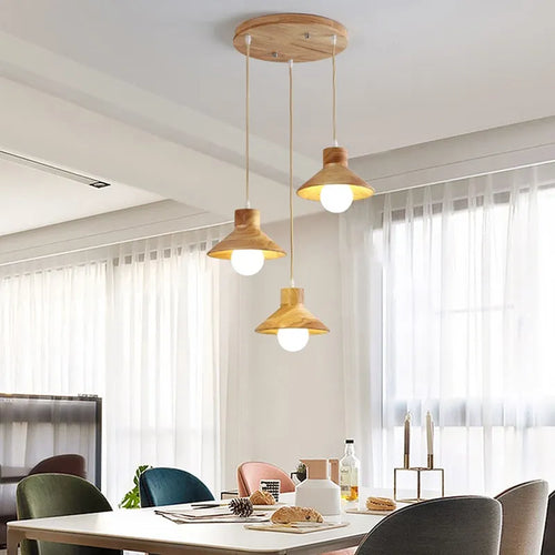 Suspension LED en bois au design nordique E27