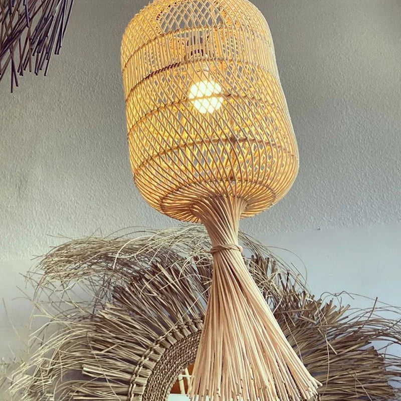 Lampadaire en rotin style Vintage nostalgique Simple - vue 6 sur 16
