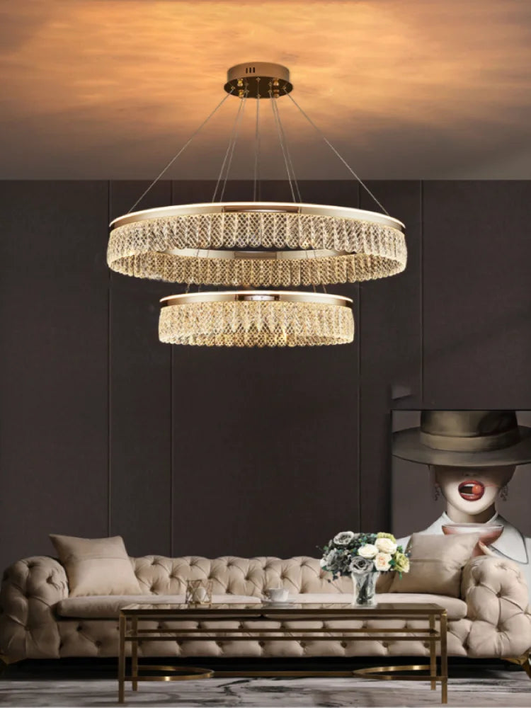 lustre sandyha moderne créatif anneau de luxe en cristal