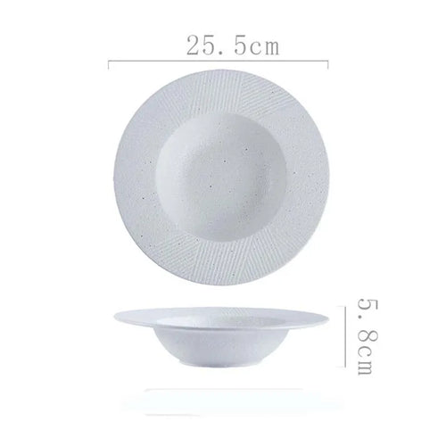 Assiette creuse ceramique style chapeau paille japonais rayures