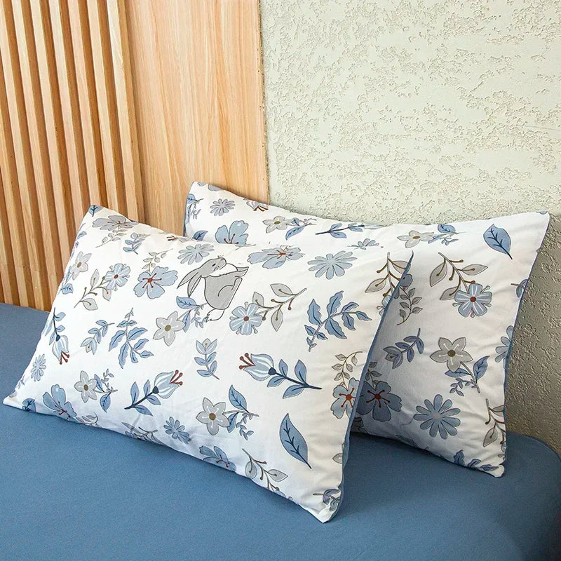 housse de couette imprimée fleurs en coton lavé