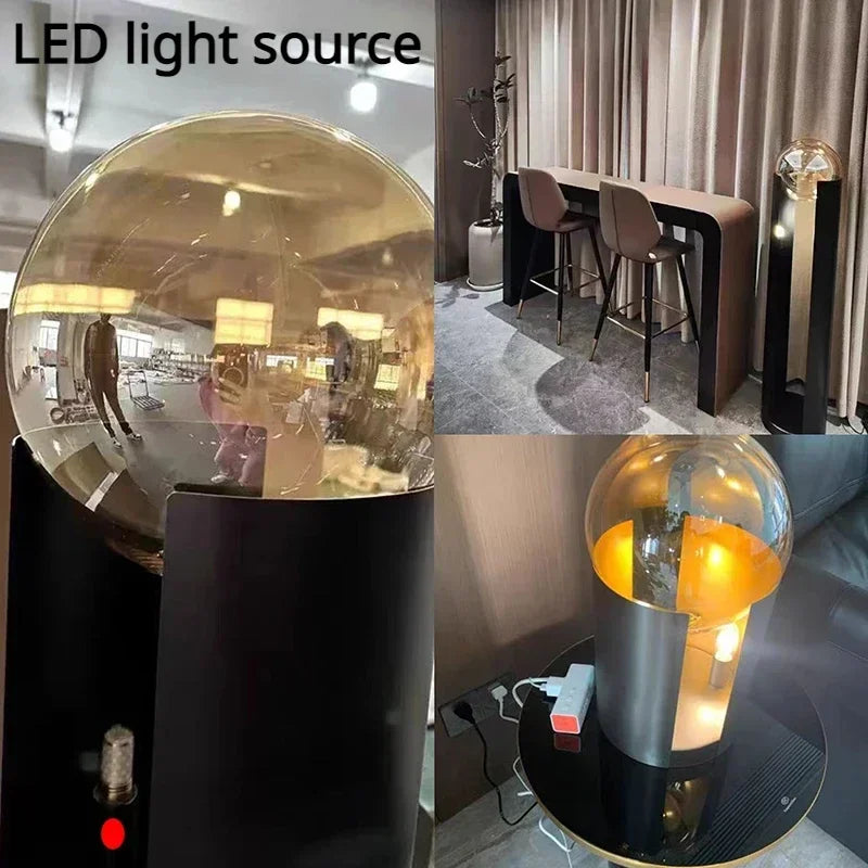 lampadaire moderne en fer et verre avec lumière led décorative - vue 6 sur 10