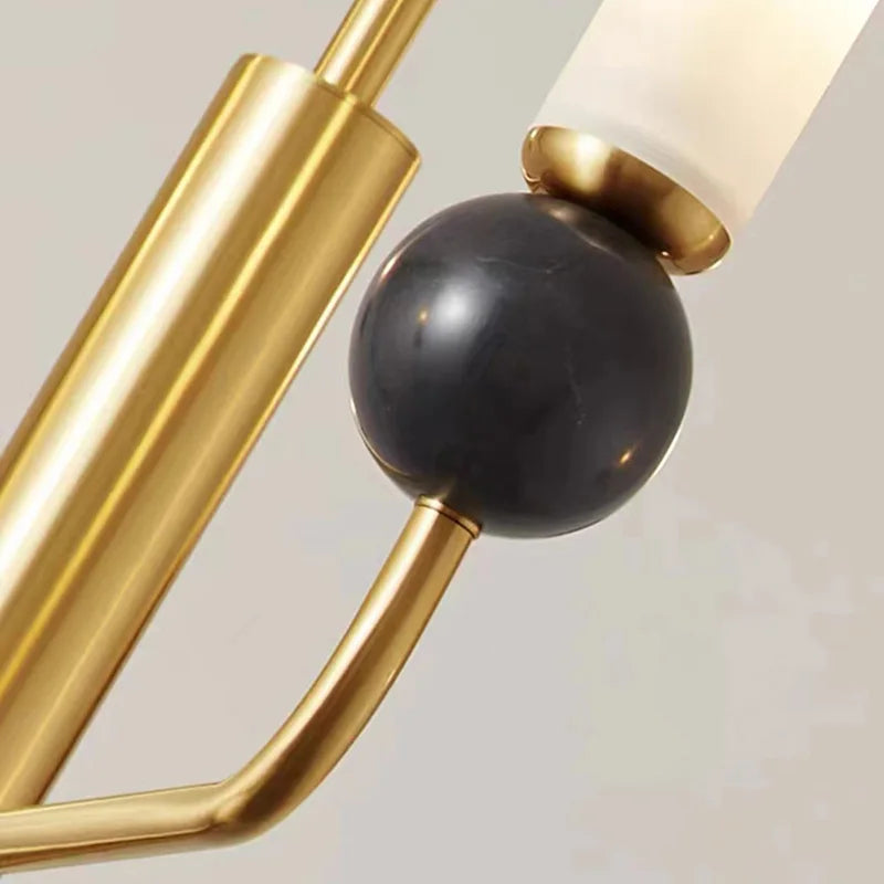 lustre simple et moderne en laiton avec boule de marbre acrylique - vue 7 sur 16