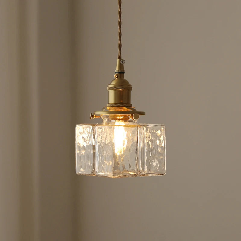 lustre japonais en verre minimaliste moderne avec éclairage led - vue 4 sur 9