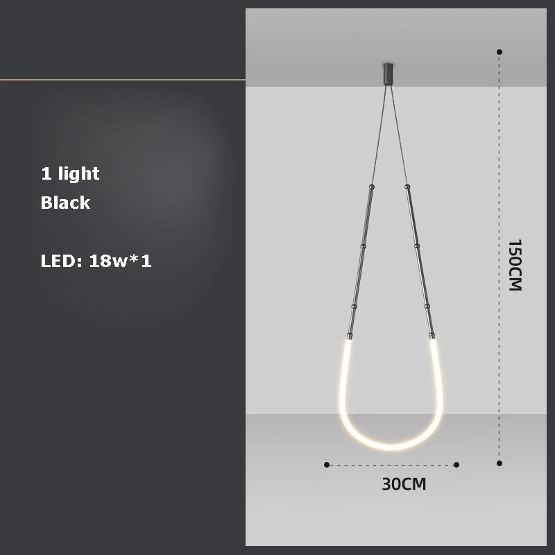 lustre art déco en métal noir avec éclairage led - vue 8 sur 16