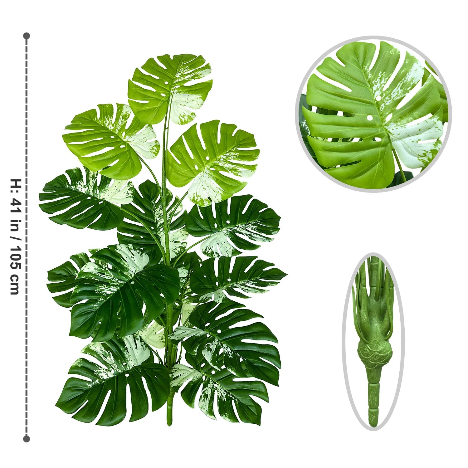 Artificial monstera plant with realistic leaves for indoor decoration - vue 11 sur 29