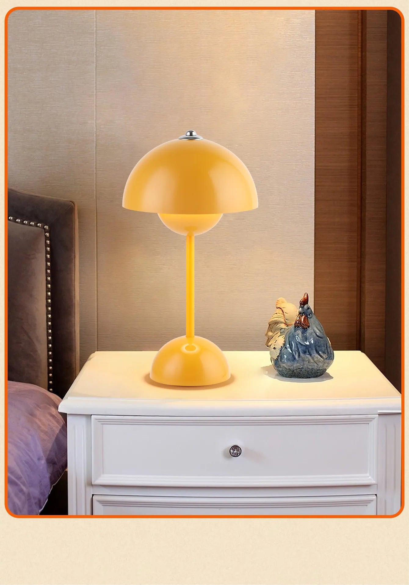 Lampe de table led nordique interrupteur tactile supérieur lampe de table de chargement USB lampe de champignon de bourgeon de fleur lampe de table décorative de table de chevet - vue 3 sur 14