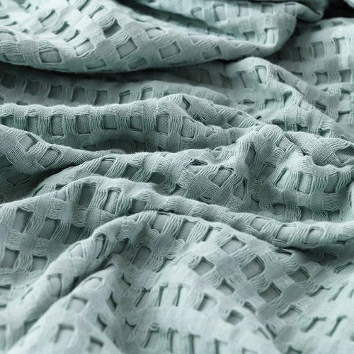 Plaid coton gaufré léger doux toutes saisons salon