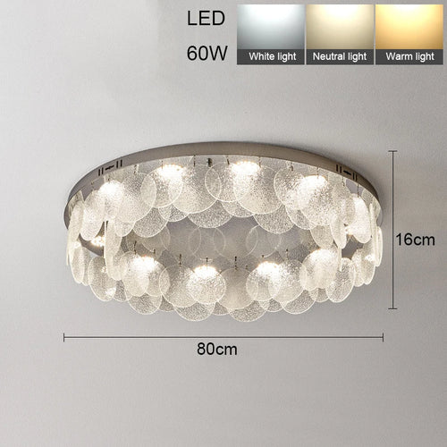 Plafonnier Led rond en verre et cristal - vue 11 sur 10