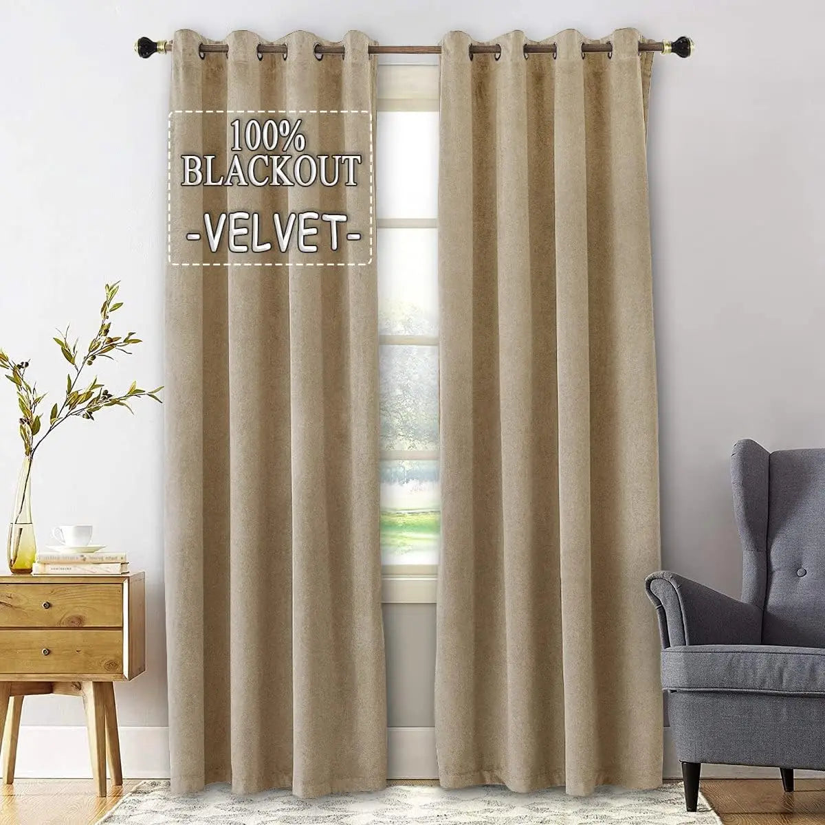 Rideau velours occultant phonique sur mesure pour chambre - vue 4 sur 10