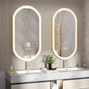 LED Bathroom Mirror Oval Illuminated Wall Mirror Aluminum Gold Frame Memory Anti-fog 3 Changeable Color, IP56 800/1000/1200MM