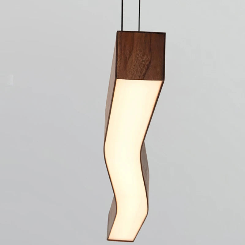 lampe suspendue imitation bois et métal intensité et fil réglables minimaliste - vue 6 sur 8
