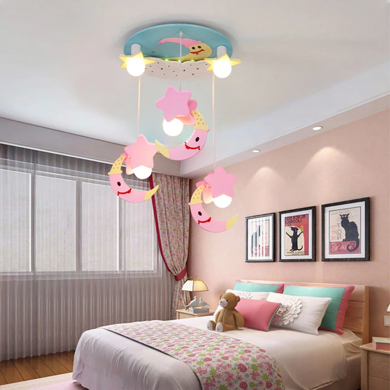 plafonnier lune kawaii pour chambre fille design scandinave moderne - vue 5 sur 8