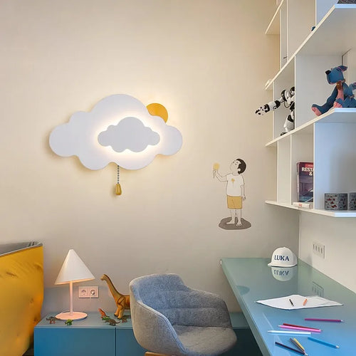 Modern minimalist cloud wall lamp for children's bedside - vue 2 sur 9