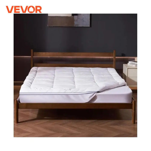 VEVOR Mattress Topper 1" Thickness Fiber Fill Pad with Detachable & Washable Layer, Detachable Bedside Pocket for Holding Items - vue 2 sur 7