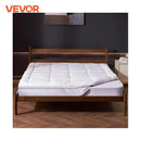VEVOR Mattress Topper 1" Thickness Fiber Fill Pad with Detachable & Washable Layer, Detachable Bedside Pocket for Holding Items