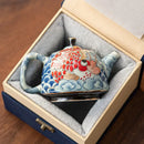 theiere chinoise en porcelaine decor traditionnel avec infuseur