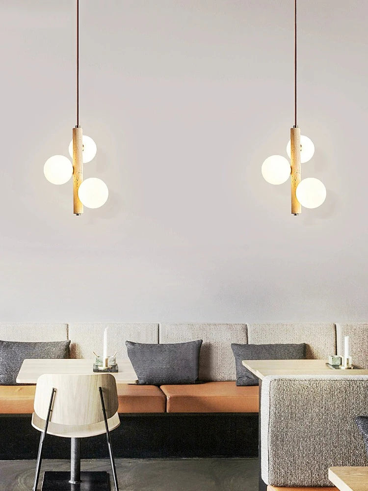 Style crème suspension LED lampe chambre chevet lustre bulle boule magique haricot perle rétro Restaurant longs luminaires - vue 5 sur 7