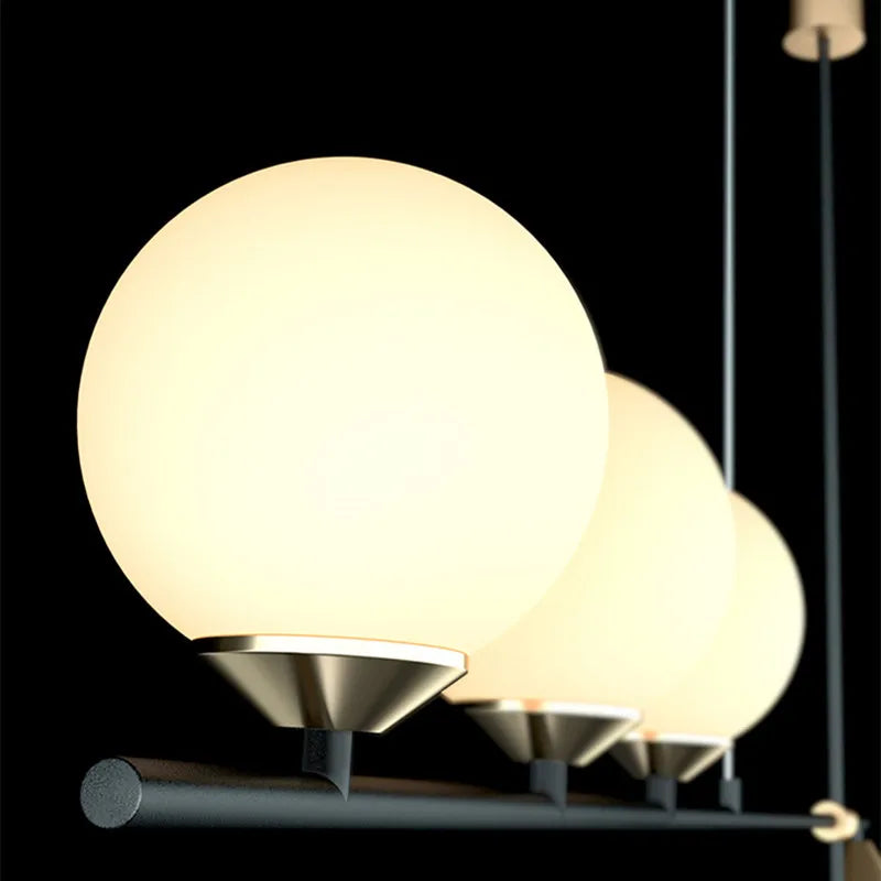 lustre industriel minimaliste en verre et led design - vue 7 sur 18
