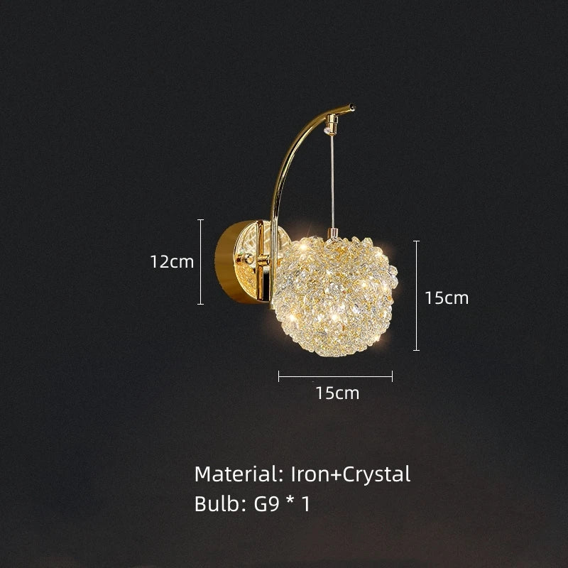 applique murale en cristal et métal doré design élégant pour intérieur moderne - vue 8 sur 10