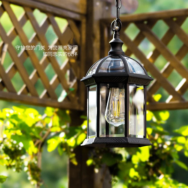 Lampe extérieure Suspension de jardin porte couloir balcon lampe suspendue lanterne étanche couloir allée cour plafonniers - vue 4 sur 10