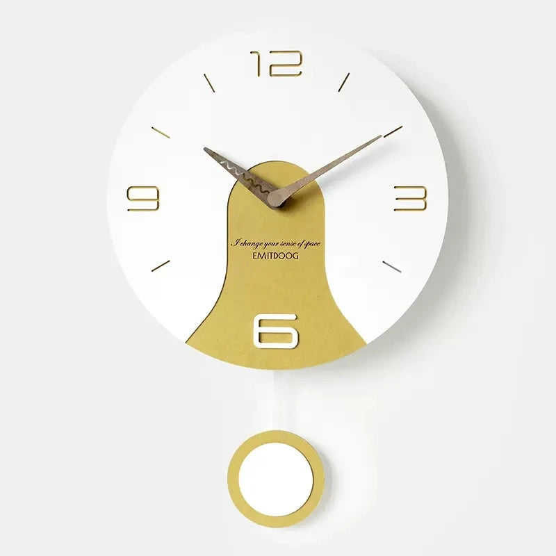 horloge murale silencieuse en bois massif design créatif - vue 9 sur 11