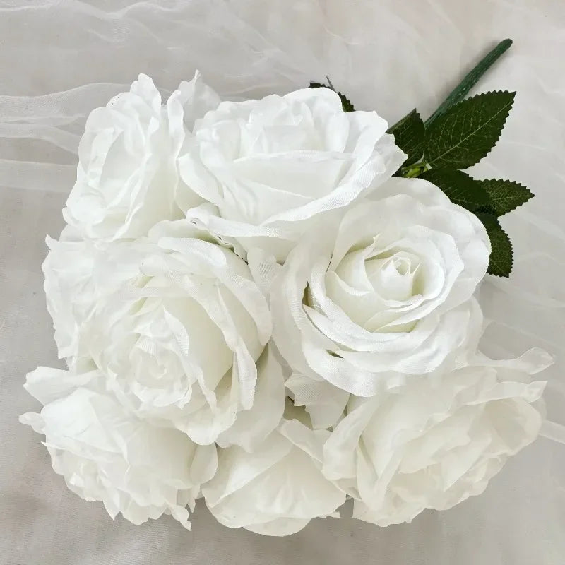 bouquet de roses artificielles en soie pour décoration intérieure - vue 27 sur 28