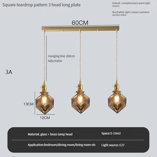 suspension vintage avec interrupteur et abat-jour en verre cristal - vue 10 sur 22