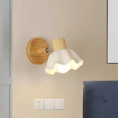 led nordique rotative bois céramique éclairage allée étude maison luminaire - vue 2 sur 9