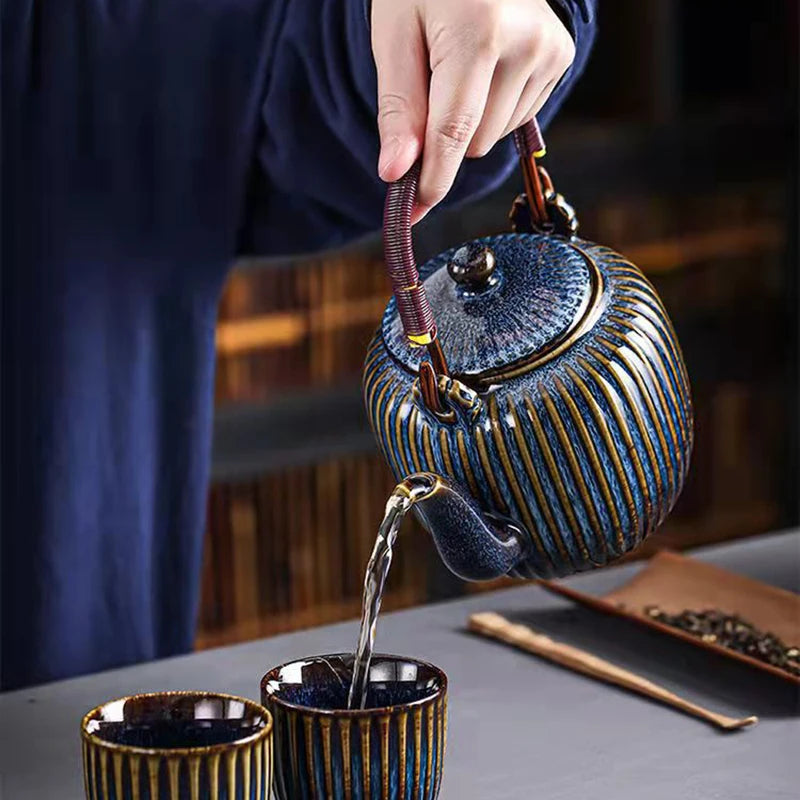 Théière chinoise en porcelaine avec filtre 800 ml - vue 5 sur 7