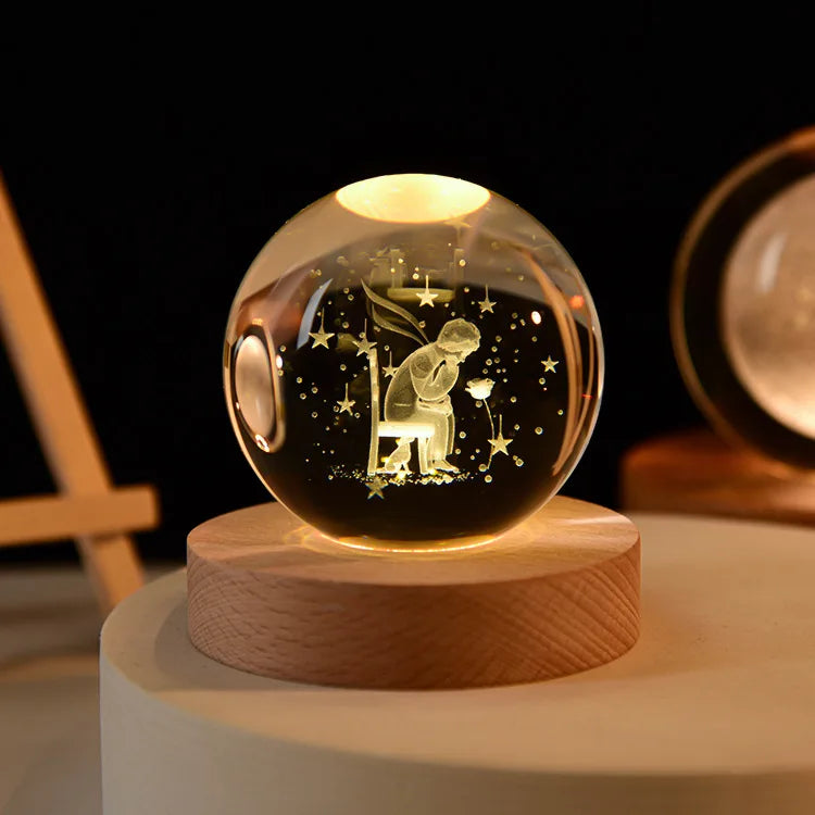 boule de cristal 3D système solaire gravé cadeau décoratif - vue 11 sur 32