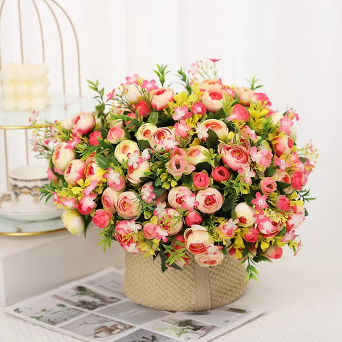 bouquet de roses artificielles en soie pour décoration élégante