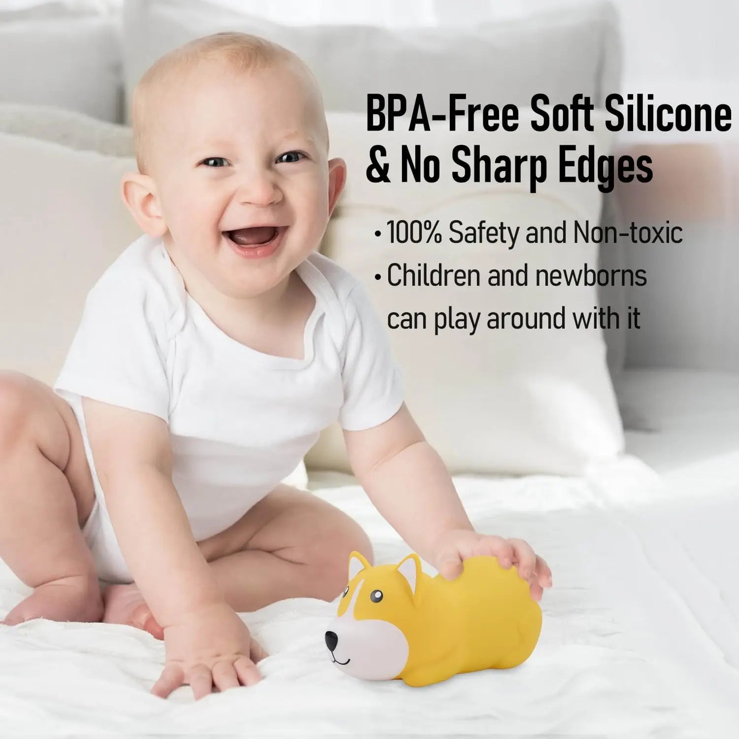 LED mignon Corgi veilleuses capteur tactile animaux lampe de nuit Silicone chien pour enfants enfant cadeau chambre chevet décor bébé lumière - vue 6 sur 7