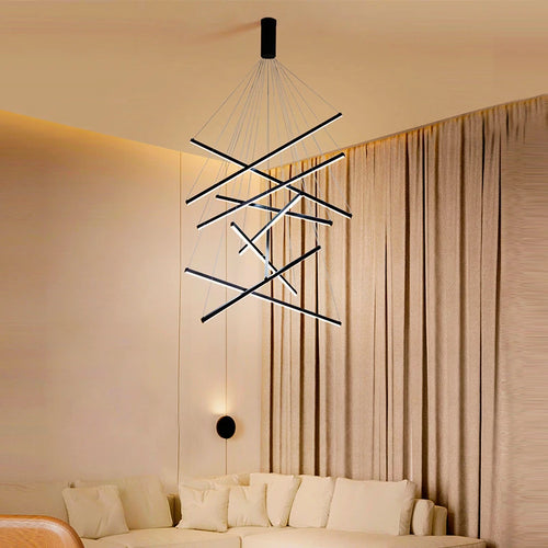 lustre moderne minimaliste duplex led longue suspension
