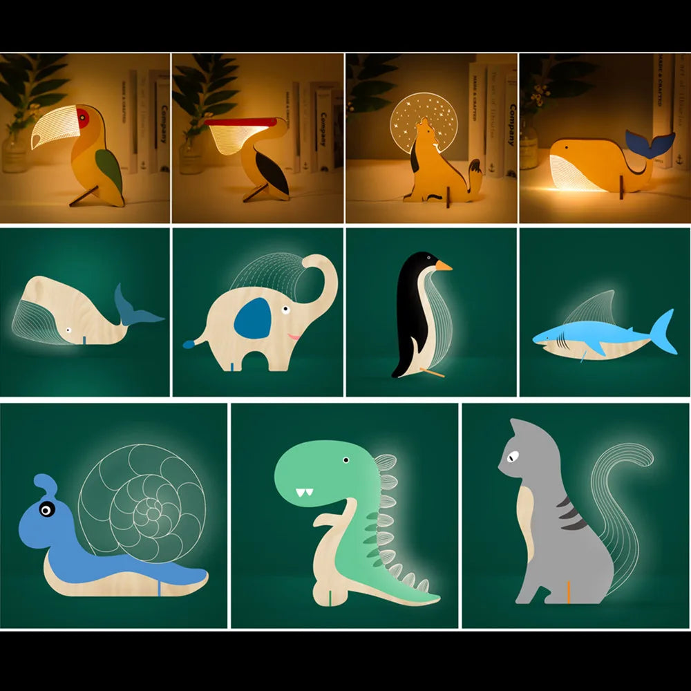 lampe de chevet enfant led bois acrylique usb veilleuse
