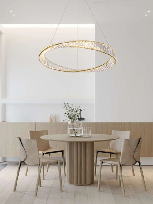 lustre en cristal design en acier inoxydable pour décoration moderne - vue 2 sur 7